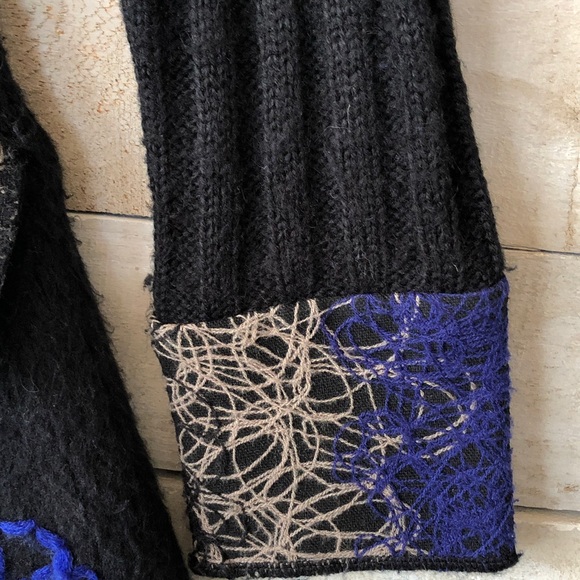 Faux fur collar flower embroidered cardigan duster - Picture 7 of 16